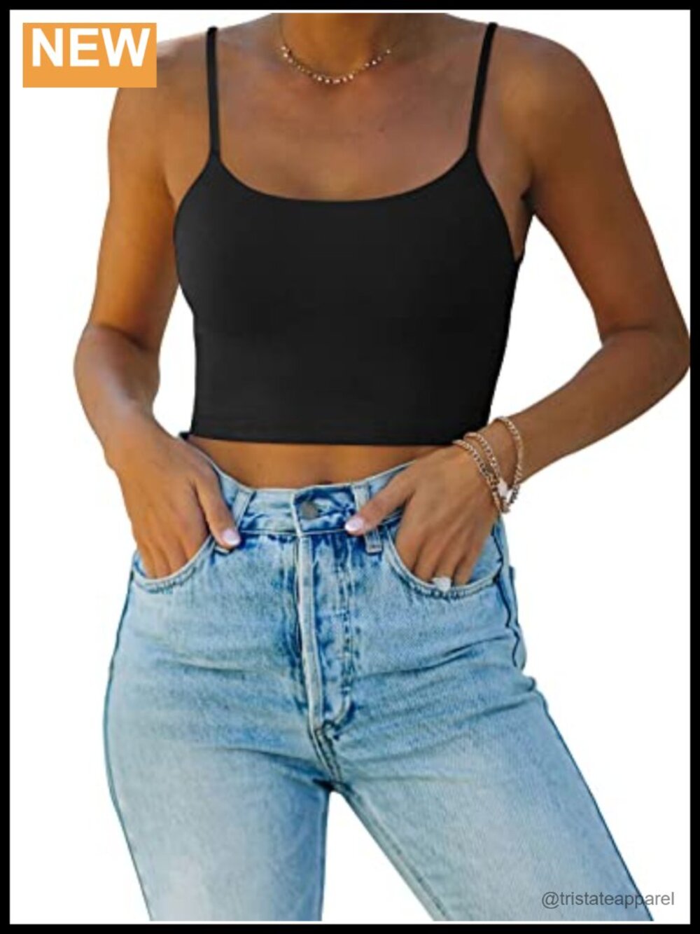 Seamless Double Lined Adjustable Spaghetti Strap Cropped Camisole Tank Yoga Top